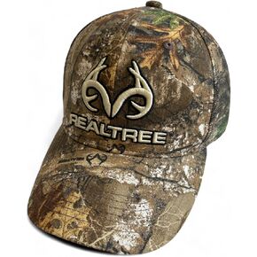 Realtree RT Edge 3D Tan Antler Logo Mid Crown Structured Hunting Camo Mesh Back Snapback Precurved Trucker Cap Hat