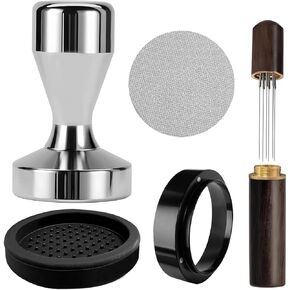 Coffee Espresso Tamper Set, 51mm Espresso Tamper & WDT Tool, Espresso Dosing Funnel, Silicone Gel Coffee Tamper Mat, Espresso Accessories