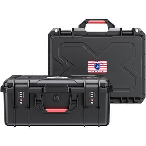 TSA Gun Case for Handguns, Pre-cut Lockable Pistol Case for 5 Pistols & 21 Magazines, TSA Approved Firearm Travel Case, Waterproof & Shock Proof 9mm Pistol Case Hard Shell