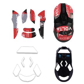 Mouse Grip Tape for Logitech G903/Logitech G900, Rounded Curved Edges Mouse Feet Skates,Self-Adhesive PreCut Sweat-Resistant Professional Mice Upgrade Kit(Foot pad + Red Mouse Grip Tape)
