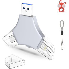 USB 3.0 Flash Drive 64gb for iPhone, 3in1 External Memory Picture Keeper Storage Stick for Photo/Video/Data Saver/Backup, V7.83High Speed Thumb Drives for iPhone/iPad/Android/PC - Heather
