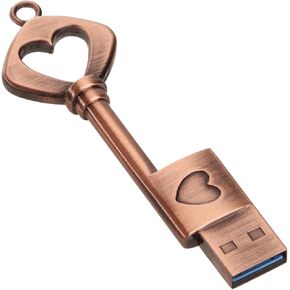 USB Flash Drive, 16GB / 32GB / 64GB /128GB USB 3.0 Metal USB Memory Stick Date Storage Pendrive Thumb Drives (Heart Shape, 64, GB)