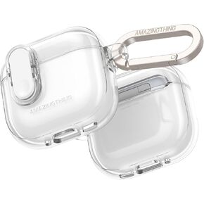 Transparent Case for AirPods 4, Anti Yellowing TPU Compatible with AirPods 4 Case Cover with Secure Switch Closure, Metal Carabiner Included, Clear