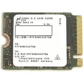 Micron SSD 512GB M.2 2230 30mm NVME PCIE Gen3 X4 MTFDHBK512TDW 2300V محرك الحالة الصلبة لسطح سطح البخار Pro X Dell HP Lenovo Ultrabook Tablet