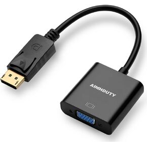 Displayport to VGA Adapter, Gold Plated DP Male to VGA Female Converter comptiable with Computer, Desktop, Laptop, PC, Monitor, Projector, HDTV