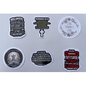 Pack 6 Romans 12 19 Do Not Avenge Yourselves But Rather Give Place to Wrath Bible Verse, Christian Sticker 3 Inch Waterproof Vinyl Decals