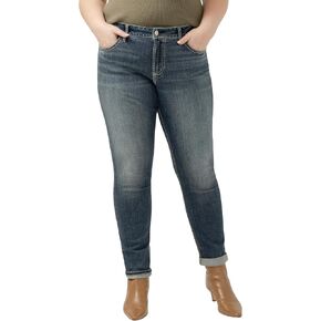 Silver Jeans Co. Women's Plus Size Girlfriend Mid Rise Slim Leg Jeans