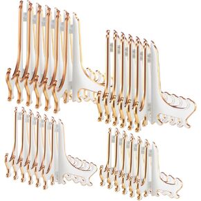 Boao 24 Pieces 3/4/5/6 Inch Plastic Easel Plate Holders to Display Stands Picture Easel at Weddings, Home Decoration (Black)