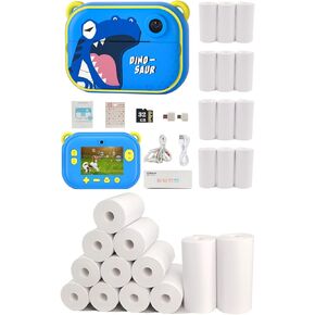 Kids Instant Print Camera and 12 Rolls Refill Print Paper Bundle
