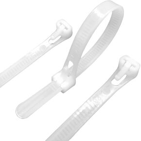 100 Pcs Reusable Releasable Adjustable Nylon Cable Zip Ties(14 Inch,White)