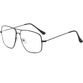 Non Prescription Glasses - Classic Square Clear Lens Metal Frame for Men Women