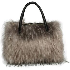 Furry Tote Bag Soft Faux Fur Bags Lightweight Travel Bags Cute Madam Plush Purses