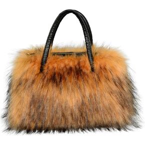 Furry Tote Bag Soft Faux Fur Bags Lightweight Travel Bags Cute Madam Plush Purses in Saudi Arabia