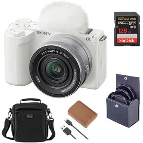 Sony Alpha ZV-E10 II Mirrorless Camera with E PZ 16-50mm f/3.5-5.6 OSS II Lens, White, Bundle with 128GB Memory Card, Battery, 40.5mm Filter Kit and Shoulder Bag