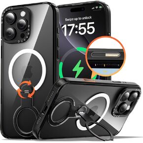 ORNARTO Loop360 for iPhone 16 Pro Max Case, Compatible with MagSafe and Camera Control, High-Transparency Phone Cover with 360° Rotating Stand, Military-Grade Protection, Gold in Saudi Arabia