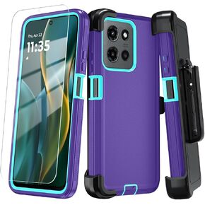 Qinmay Phone Case for Motorola Moto G Power 5G 2025 Case with HD Screen Protector, Heavy Duty Shockproof & Cover Phone Case (WineRedPink, for Moto G Power 5G 2025)