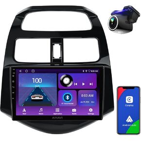 Car Stereo Radio for Chevy Spark 2013 2014 2015 with Wireless Carplay Android Auto 2G+64G 9 inch Android 12 Touch Screen Head Unit with SWC WiFi GPS Navigation DSP Bluetooth