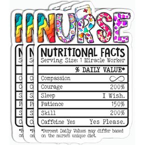 3PCS Stickers - Nutritional Facts Sticker - ER Nurse Perfect Sticker - Sticker for Healthcare Nurse - Sticker for Laptop Kindle Book Tumbler