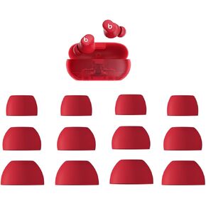 Zotech Replacement Earbud Tips for Beats Solo Buds, 6 Pairs, Transparent Red, Soft Silicone, S/M/L Sizes