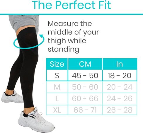 Vive Full Leg Compression Sleeves for Men & Women (Pair) - Knee, Calf, & Thigh Support Brace Wrap for Basketball, Football, Wrestling - Footless Long Running Accessories for Shin Splints (Large) in Kuwait