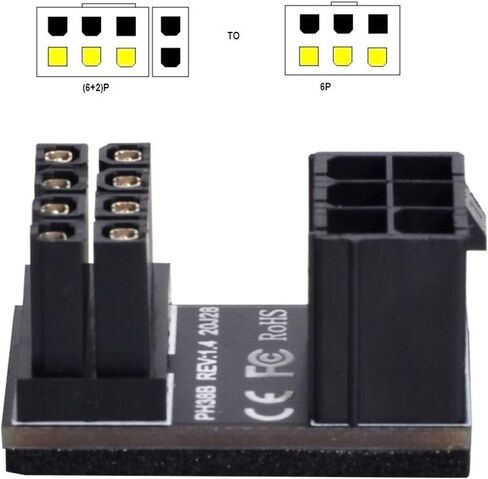 xiwai ATX 6Pin Female to 8pin Male 180 Degree Angled Power Adapter for Desktops Graphics Card in Saudi Arabia