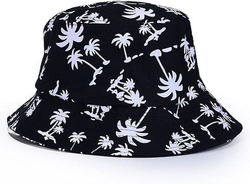 Bibitime Tropical Coconut Palm Tree Princed Bucket Hat Beach Vocation Sunhat Cap in Kuwait