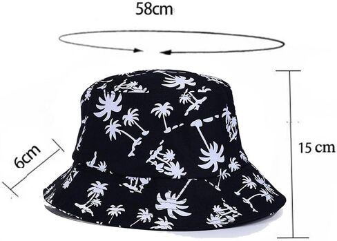 Bibitime Tropical Coconut Palm Tree Princed Bucket Hat Beach Vocation Sunhat Cap in Kuwait