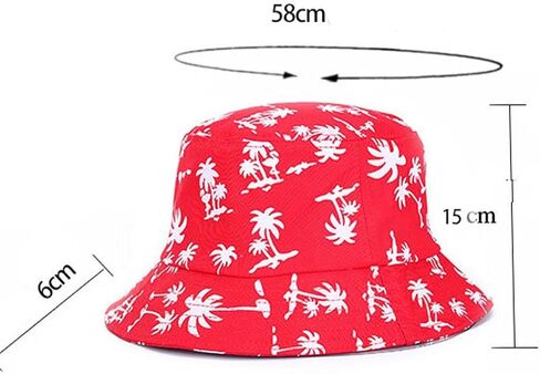 Bibitime Tropical Coconut Palm Tree Princed Bucket Hat Beach Vocation Sunhat Cap in Kuwait
