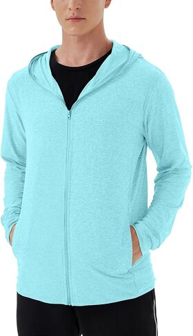 Mens UPF 50+ UV Full Zip Sun Protection Hoodie Jacket with Thumb Holes Cooling Lightweight Fishing Hiking Cooling Shirts Men in Kuwait