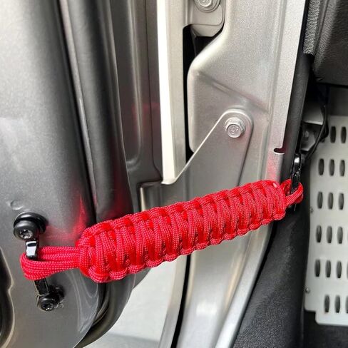 Paracord Door Strap for Jeep,Door Straps for Jeep Wrangelr CJ YJ TJ JK JKU JL,Door Limiting Strap,Hand Woven,Heavy Duty Door Check Strap,Black&Red in Kuwait