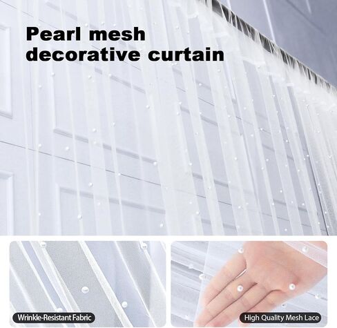 10 * 10 FT White Pearl Tulle Backdrop Curtain with Lights Strings for Wedding Baby Shower Birthday Parties Photo Decorations(2 Panels 5×10ft) in Saudi Arabia