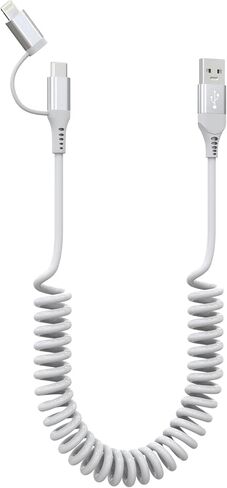 USB to USB C and Lightning Cable 6FT, Nylon Braided iPhone Charging Cable USB C and Lightning Cable 2 in 1 Carplay Cord, for iPhone 15 14 13 12 11 Pro Max Plus 8 X XS XR and Android Phone in Kuwait