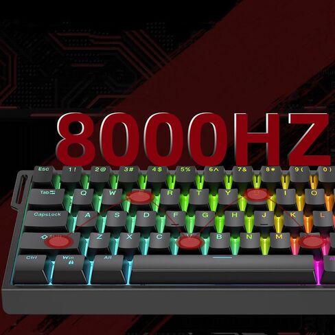 HE65 Rapid Trigger Gaming Keyboard,Magnetic Switch Hall Effect Hyper-Fast Adjustable Actuation 8K Hz Polling Rate Gasket-Mounted 65% Compact RGB HotSwap Wired Mechanical Keyboard (Black) in Saudi Arabia