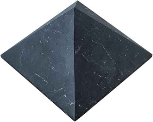 Karelian Heritage Big Polished Shungite Stone High Pyramid | Height 4 inches (11 cm) | Large Black Decor Pyramid Goloda | Blocker for Home Office | Crystal Healing Pyramid for Reiki Meditation PHP3 in Saudi Arabia