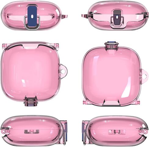 [Upgrade Lock] Case for Fit Pro 2021, Shock-Absorbing Protective Armor Cover for Fit Pro Accessories, TPU Hard Shell with Carabiner (Clear Pink) in Saudi Arabia