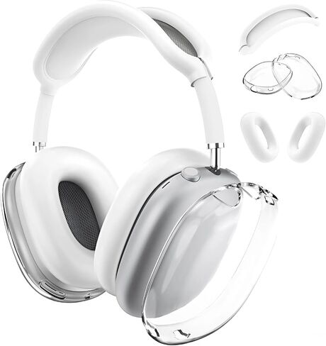 MMOBIEL Protective Kit for AirPods Max – Clear Soft TPU Ear Cup Covers, Silicone Ear Pad & Headband Protector – Anti-Scratch, Sweatproof & Comfortable Fit - Blue Transparent in Saudi Arabia