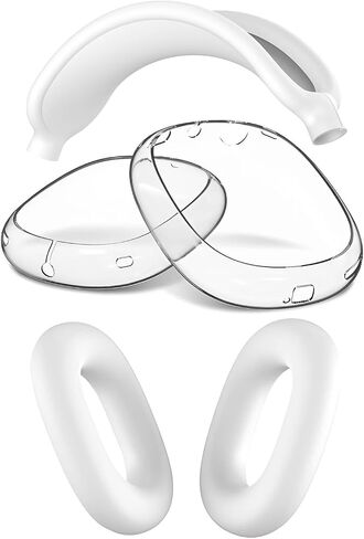 MMOBIEL Protective Kit for AirPods Max – Clear Soft TPU Ear Cup Covers, Silicone Ear Pad & Headband Protector – Anti-Scratch, Sweatproof & Comfortable Fit - Blue Transparent in Saudi Arabia
