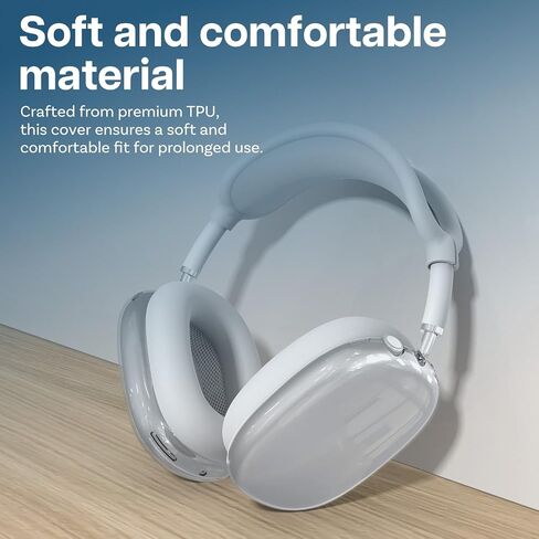 MMOBIEL Protective Kit for AirPods Max – Clear Soft TPU Ear Cup Covers, Silicone Ear Pad & Headband Protector – Anti-Scratch, Sweatproof & Comfortable Fit - Blue Transparent in Saudi Arabia