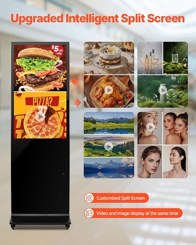 VEVOR 65 Inch Digital Signage Display, Touchscreen Digital Kiosk, Indoor Floor Standing Kiosk Display, 4K UHD LCD Screen, 2GB RAM & 32GB ROM, with WiFi HDMI/USB Input, Commercial Advertising Display in Saudi Arabia