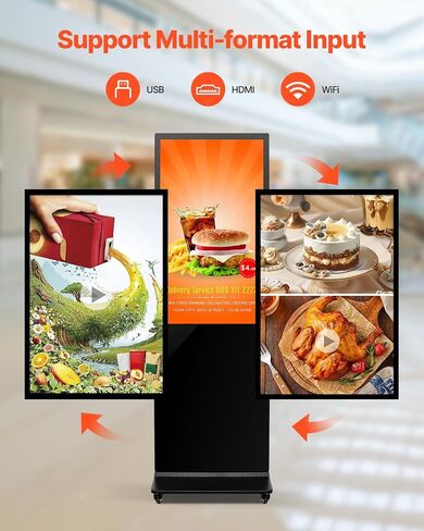 VEVOR 65 Inch Digital Signage Display, Touchscreen Digital Kiosk, Indoor Floor Standing Kiosk Display, 4K UHD LCD Screen, 2GB RAM & 32GB ROM, with WiFi HDMI/USB Input, Commercial Advertising Display in Saudi Arabia