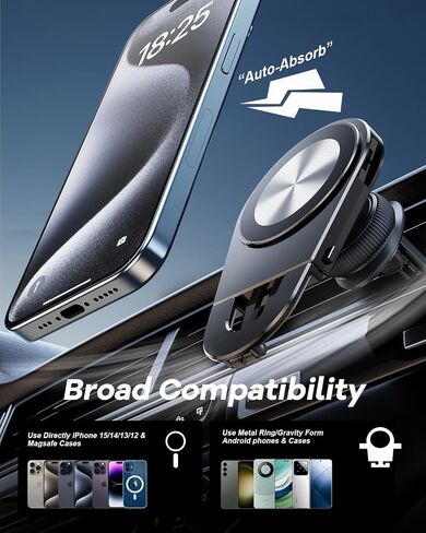 Ultra Magnetic Car Phone Holder Mount for iPhone 16 15 14 13 12 Pro Max Plus Mini S25 Ultra, Magsafe Air Vent Phone Holder for Car SUV Van Pickup Truck RV Off Road Vehicles - Black in Saudi Arabia