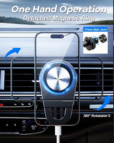 Ultra Magnetic Car Phone Holder Mount for iPhone 16 15 14 13 12 Pro Max Plus Mini S25 Ultra, Magsafe Air Vent Phone Holder for Car SUV Van Pickup Truck RV Off Road Vehicles - Black in Saudi Arabia