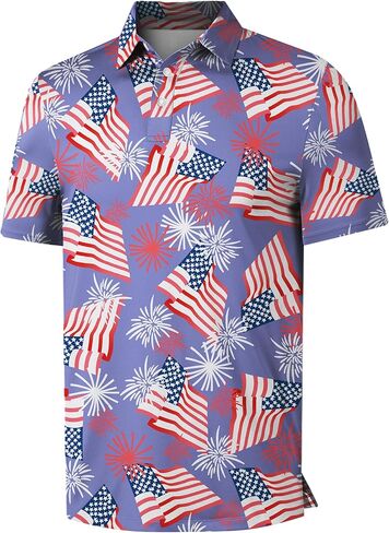 Mens Golf Shirt Short Sleeve Funny Print Golf Polo Shirts for Men Lightweight Dry Fit Quick Dry Collared Golf Polos in Kuwait