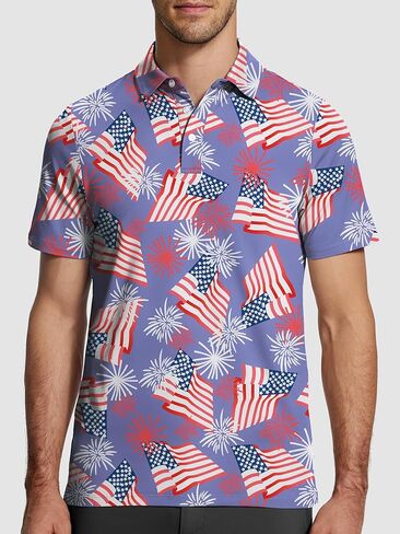 Mens Golf Shirt Short Sleeve Funny Print Golf Polo Shirts for Men Lightweight Dry Fit Quick Dry Collared Golf Polos in Kuwait