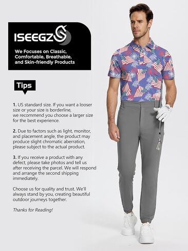 Mens Golf Shirt Short Sleeve Funny Print Golf Polo Shirts for Men Lightweight Dry Fit Quick Dry Collared Golf Polos in Kuwait