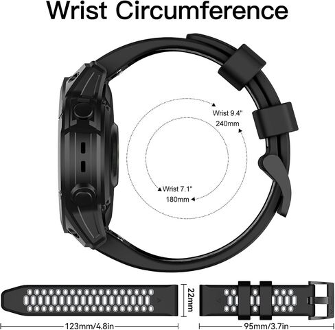 OVERSTEP Watch Band for Garmin Fenix 7/Fenix 7 Pro/Fenix 6/Fenix 6 Pro/Fenix 5/Fenix 5 Plus/Fenix 8 Solar/Amoled 47mm, Silicone Sports Strap for Garmin Quickfit 22 Smartwatch in Saudi Arabia