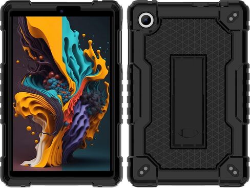 for TCL Tab 8 Plus Tablet/for TCL Tab 8 WiFi 9132X / LE 9137W Tablet Case Soft Silicone Rubber Had Back Shell Protection Shockproof Kids Friendly Built in Stand Shoulder Strap (Black+Black) in Saudi Arabia