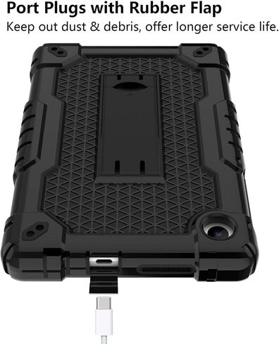 for TCL Tab 8 Plus Tablet/for TCL Tab 8 WiFi 9132X / LE 9137W Tablet Case Soft Silicone Rubber Had Back Shell Protection Shockproof Kids Friendly Built in Stand Shoulder Strap (Black+Black) in Saudi Arabia