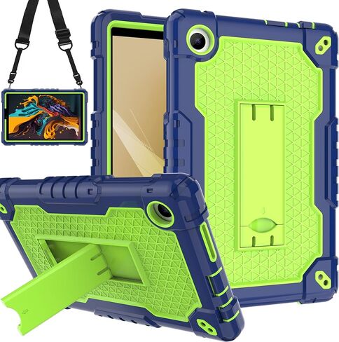 for TCL Tab 8 Plus Tablet/for TCL Tab 8 WiFi 9132X / LE 9137W Tablet Case Soft Silicone Rubber Had Back Shell Protection Shockproof Kids Friendly Built in Stand Shoulder Strap (Black+Black) in Saudi Arabia