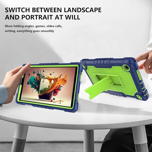 for TCL Tab 8 Plus Tablet/for TCL Tab 8 WiFi 9132X / LE 9137W Tablet Case Soft Silicone Rubber Had Back Shell Protection Shockproof Kids Friendly Built in Stand Shoulder Strap (Black+Black) in Saudi Arabia